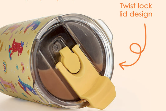 Arisel Kids Stainless Steel Sippy Cup Twin Pack - Safari and Beep