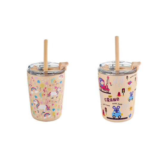 Arisel Kids Stainless Steel Sippy Cup Twin Pack - Unicorn and Beep
